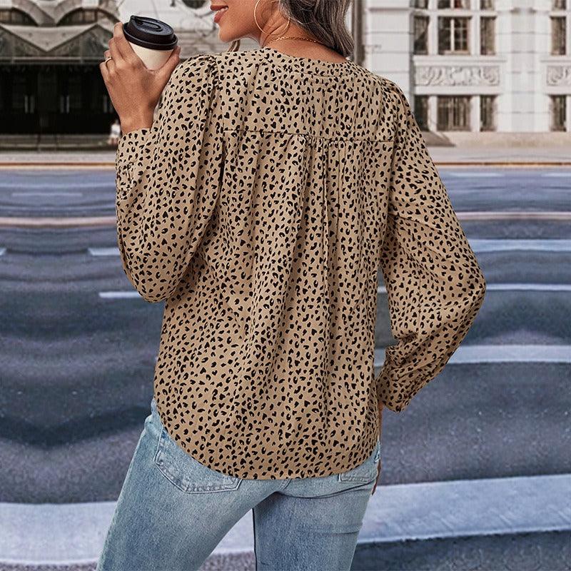 Haut à imprimé léopard Wild West – Haut de cow-girl tendance à manches longues pour femmes élégantes