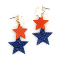 Game Day Glittery Resin 3 Star Drop Multi Earrings