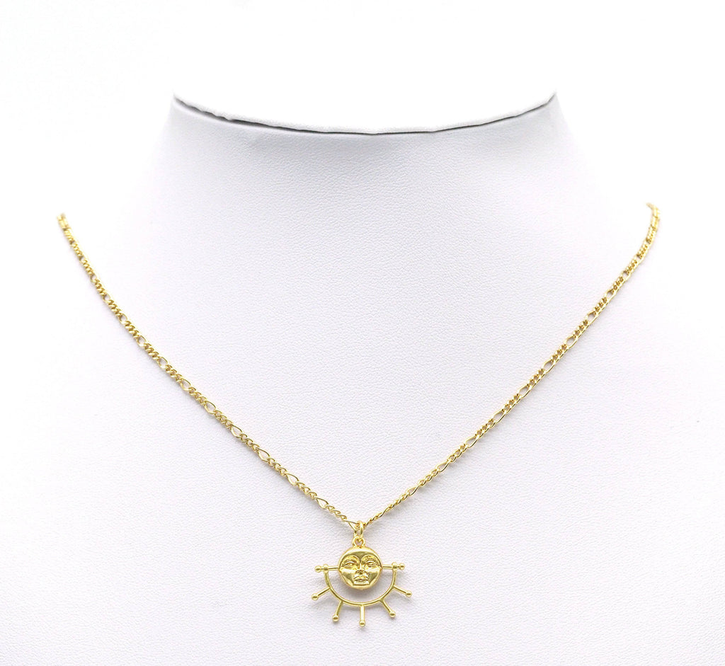 Gold Sun Face Charm, Sku#Z1458