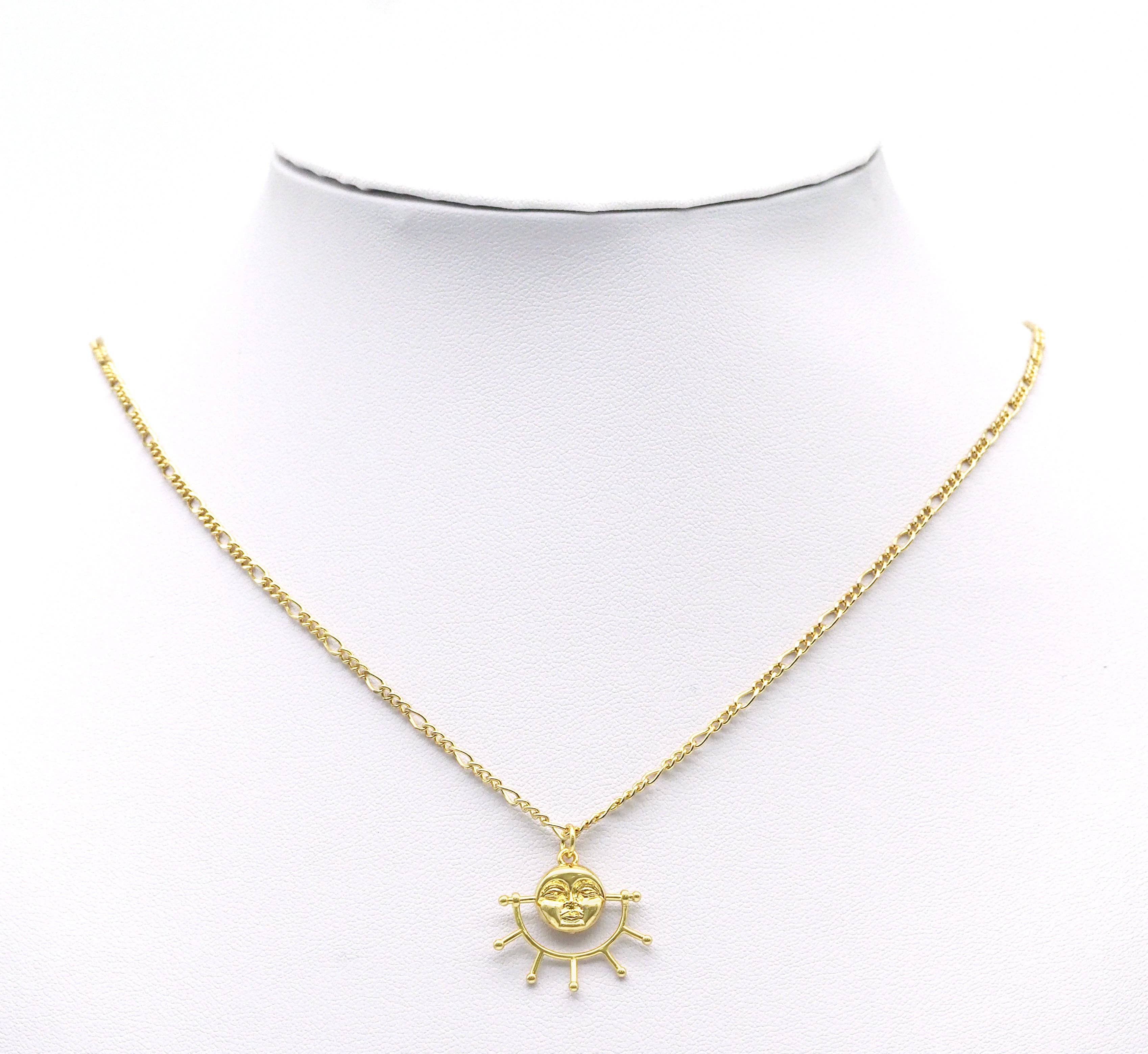 Gold Sun Face Charm, Sku#Z1458