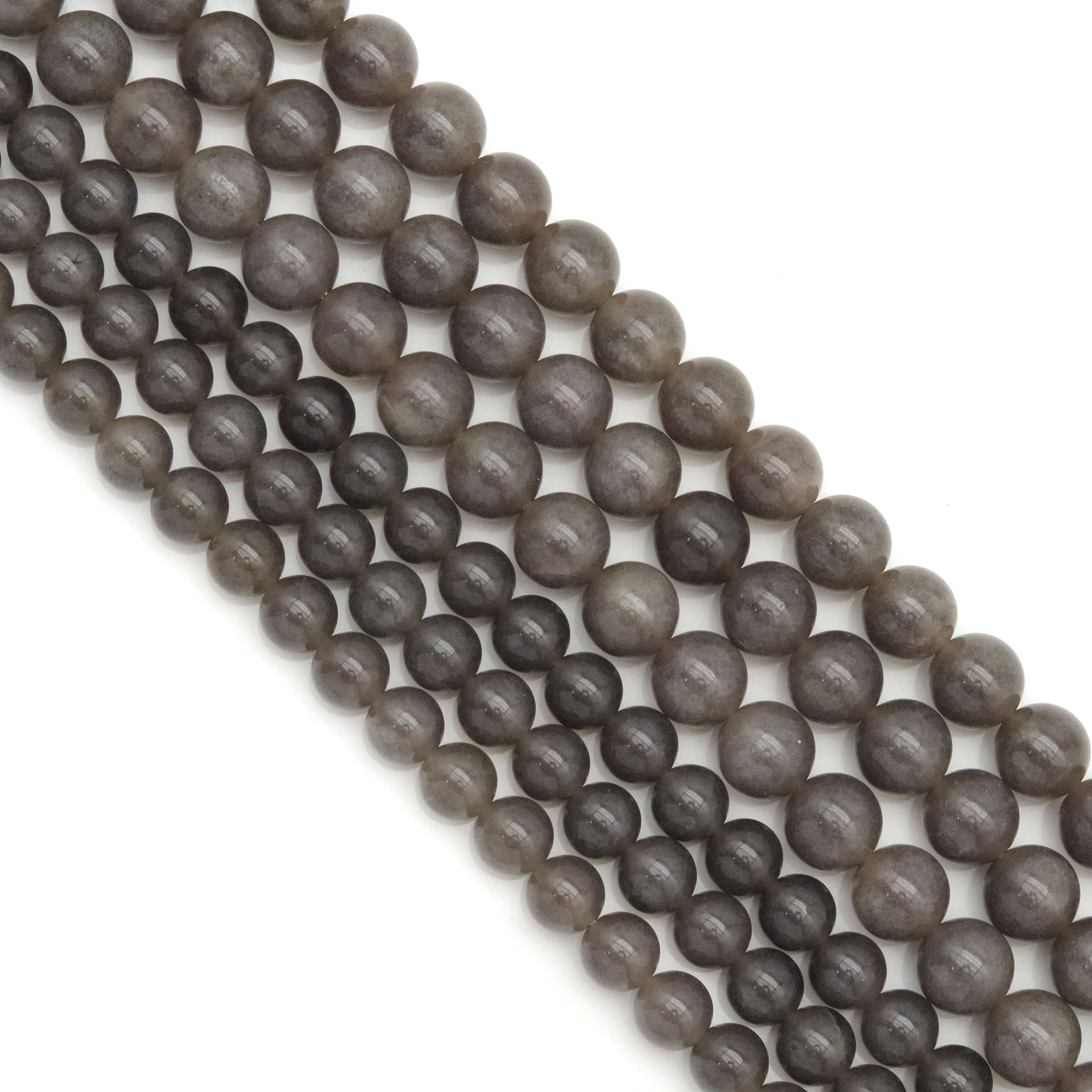 Gray Jade Round Smooth Beads, Sku#U1824