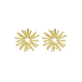 Gold Dandelion Flower Sunburst Stud Earrings, Sku#LX725