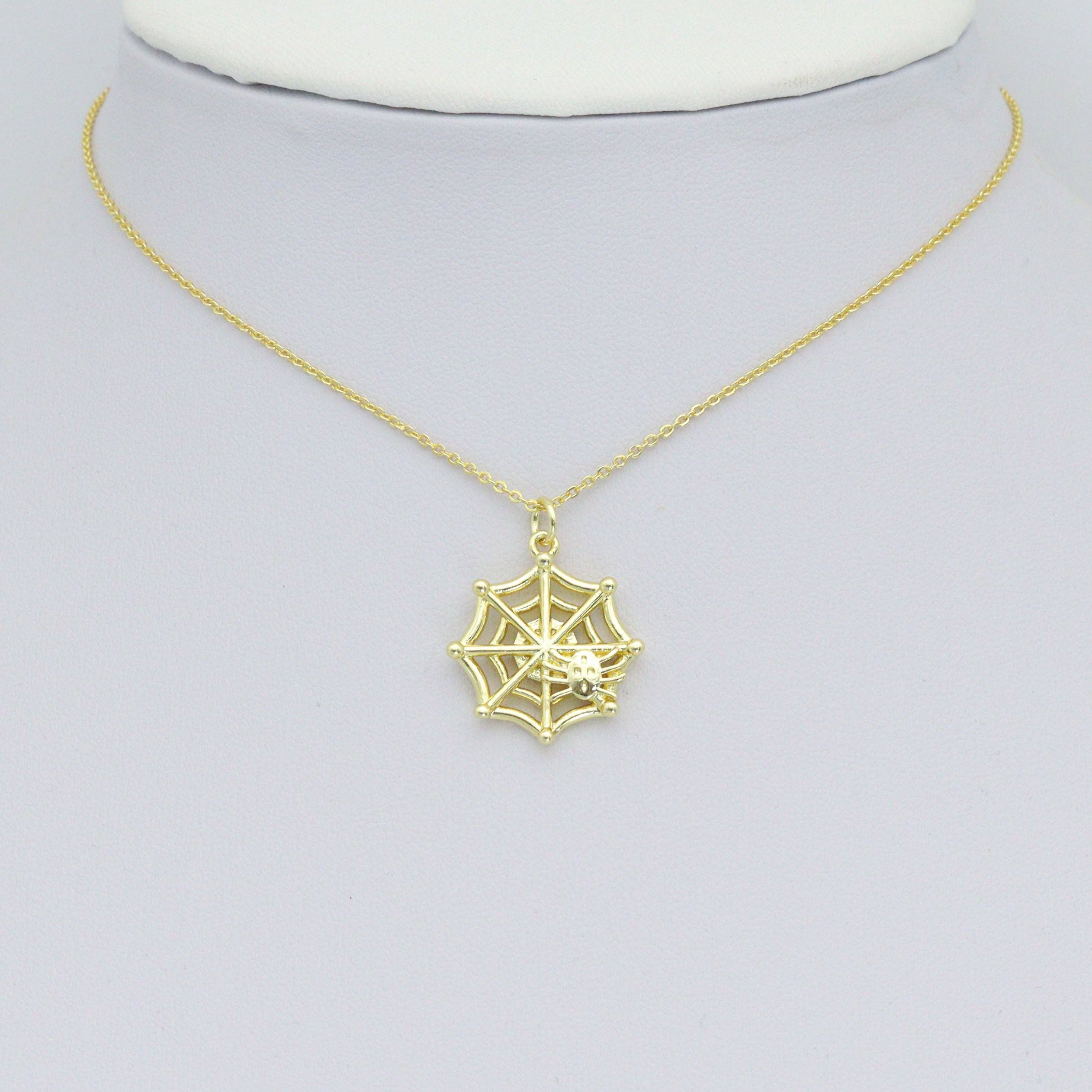 Spider On Spider Web Charm Pendant, halloween charm, Sku#LK1104