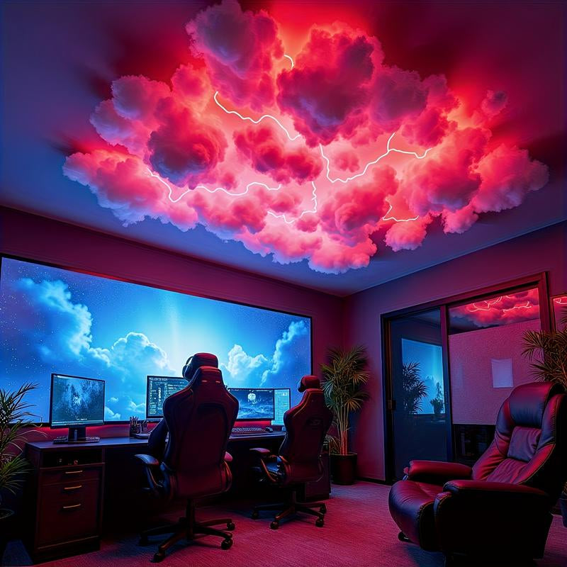 157.48Inled Cloud Light with Music Rhythm, DIY Thundercloud Night Light for Bedroom & Gaming Room - USB Powered, Vibrant Glow, Perfect for Christmas Gifts, Holiday Office, Hotel, Party, Cafe, Bedroom Ambiance | Dynamic Visual Effect | Decorative Lighting