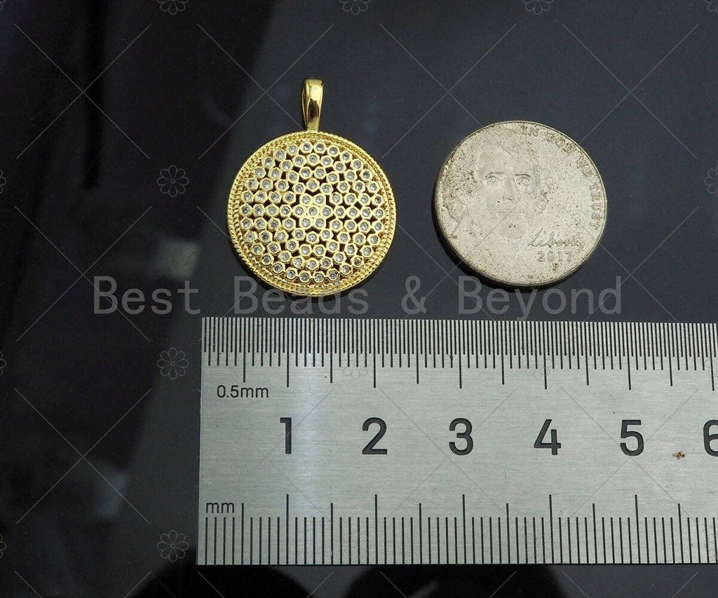 Gold Filled CZ Micro Pave Round Honeycomb Shape Pendant,18K Gold Filled Hive Charm, Necklace Bracelet Charm Pendant,20x27mm,Sku#LK356