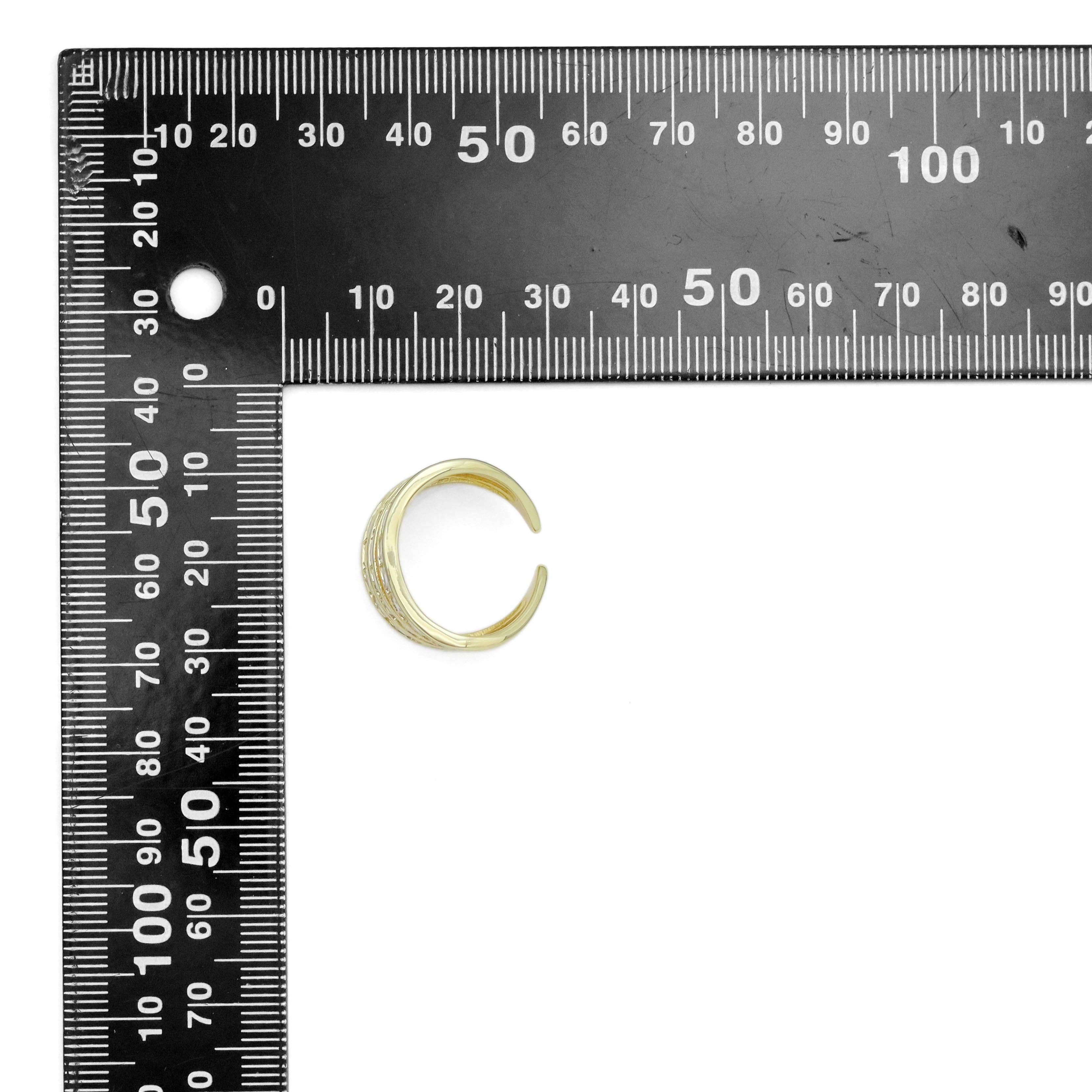 Rectangle Baguette CZ Triple Line Chunky Ring, Sku#Y956