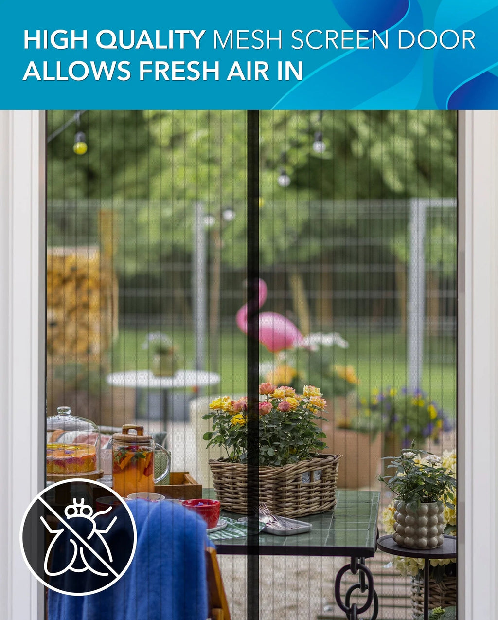 Flux Phenom Magnetic Screen Door Hands-Free Mesh Easy Install 2 Pack 38 X 82