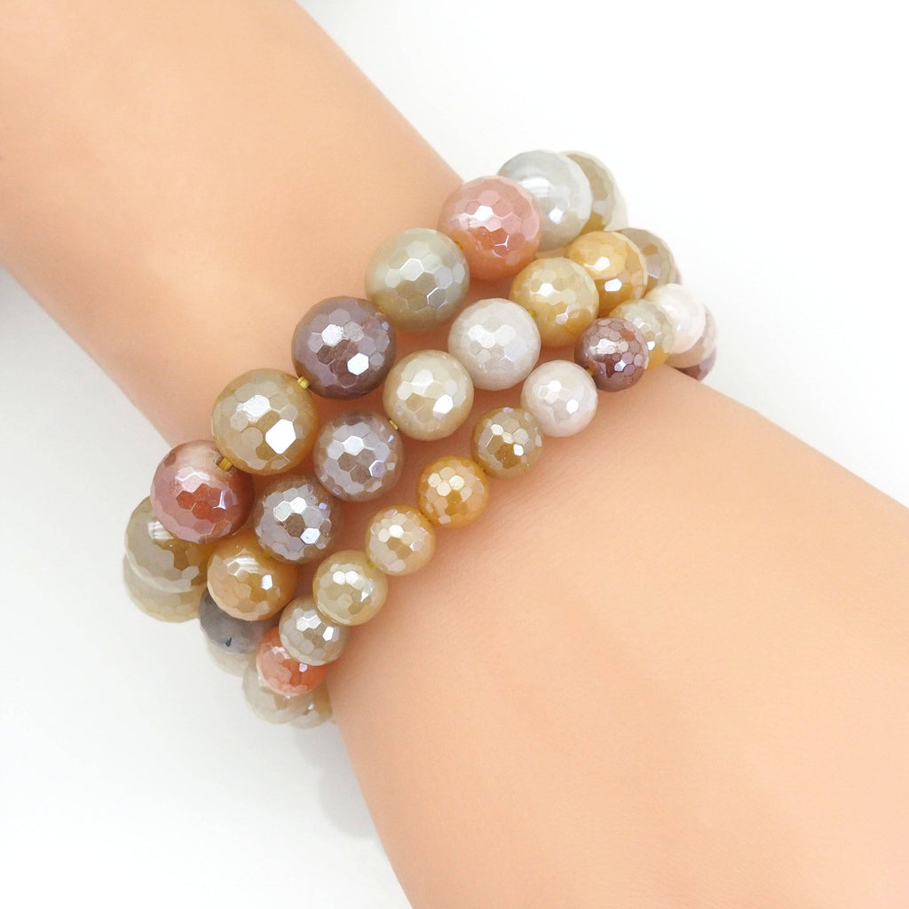 Mystic Rutilated Jade Faceted Stretchy Bracelet, Sku#EF420