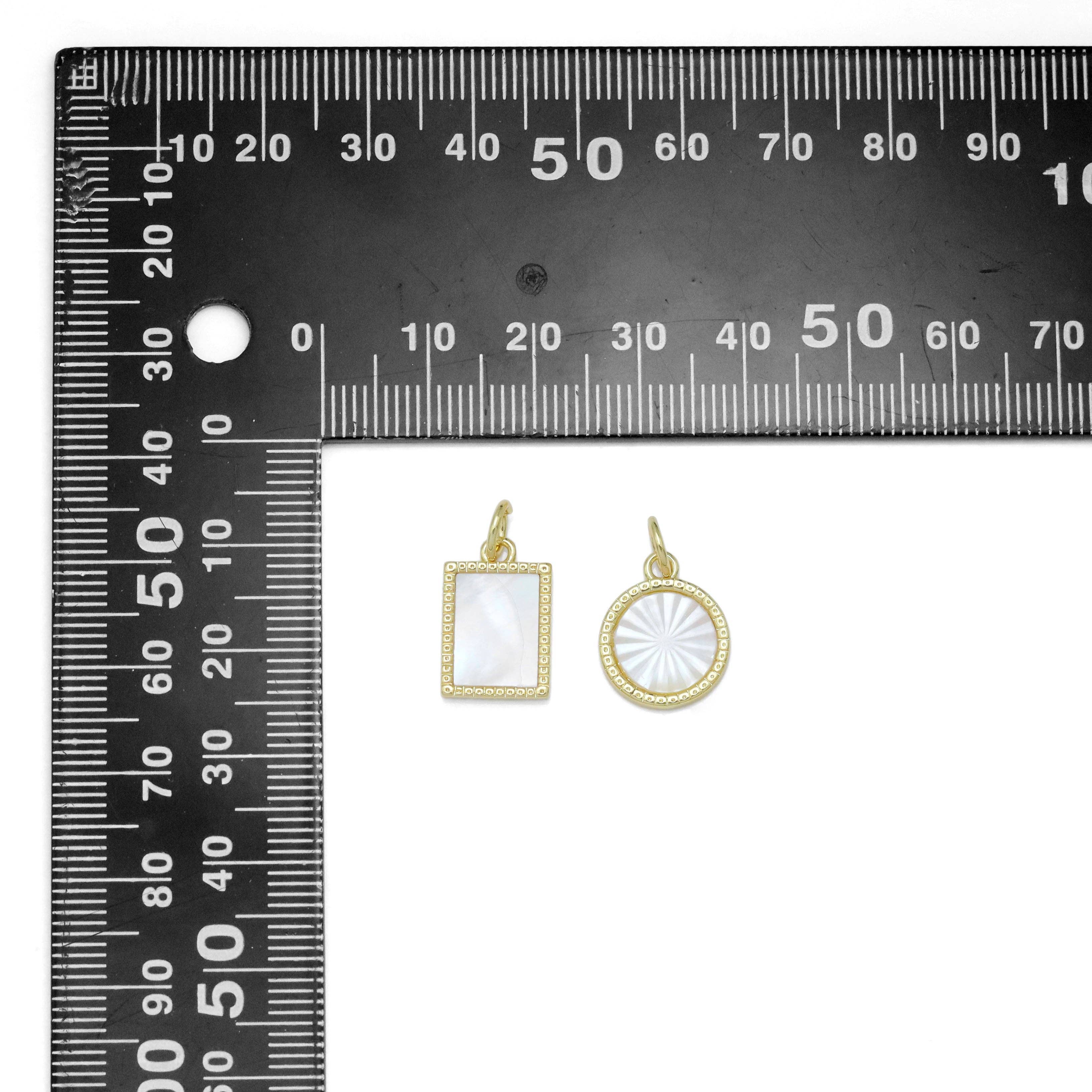 Mop Mother of Pearl Gold Coin Square Pendant Charm,Sku#LX597