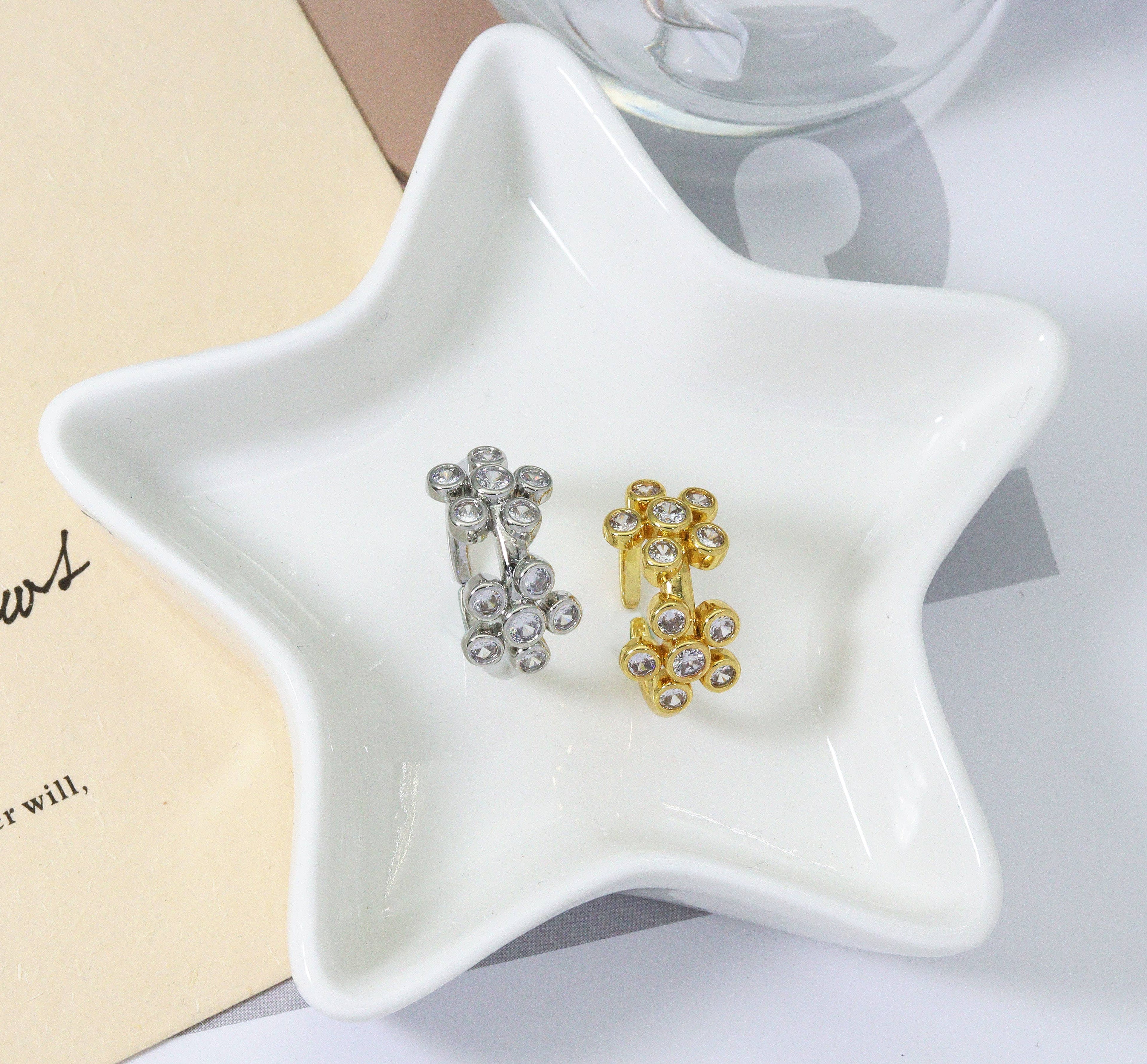 CZ Flower Adjustable Ring, Sku#B184