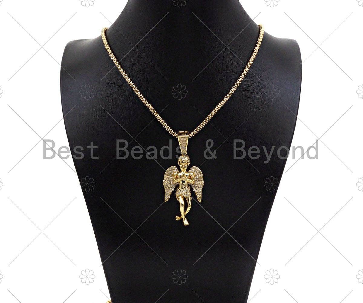 CZ Micro Pave Large Prayer Angel Shape Pendant/Charm, sku#L491