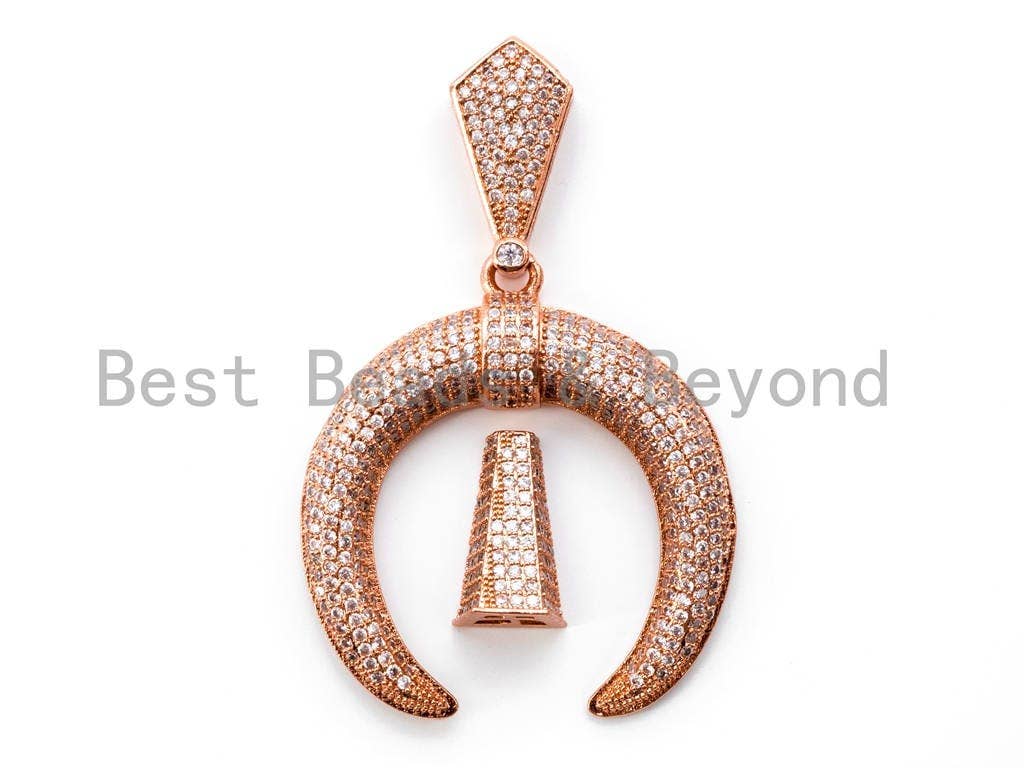 CZ Micro Pave Double Horn Pendant with Diamond Bail,SKU#L226