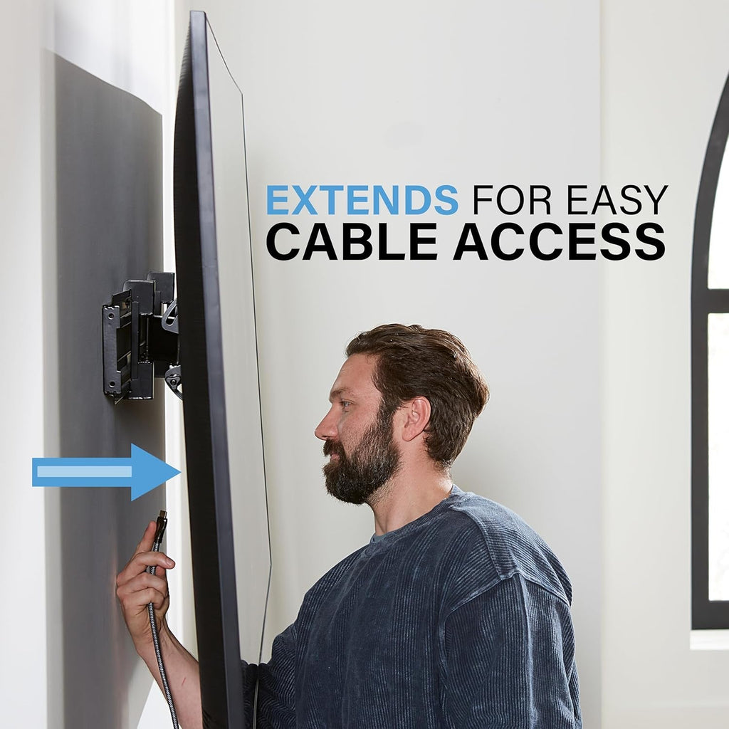 SANUS Extendable Tilting TV Wall Mount for 32”–90” Tvs up to 110 Lbs – 5.2” Extension for Easy Cable Access and Added Tilt, Tool-Free Tilt to Reduce Glare, Low Profile Design