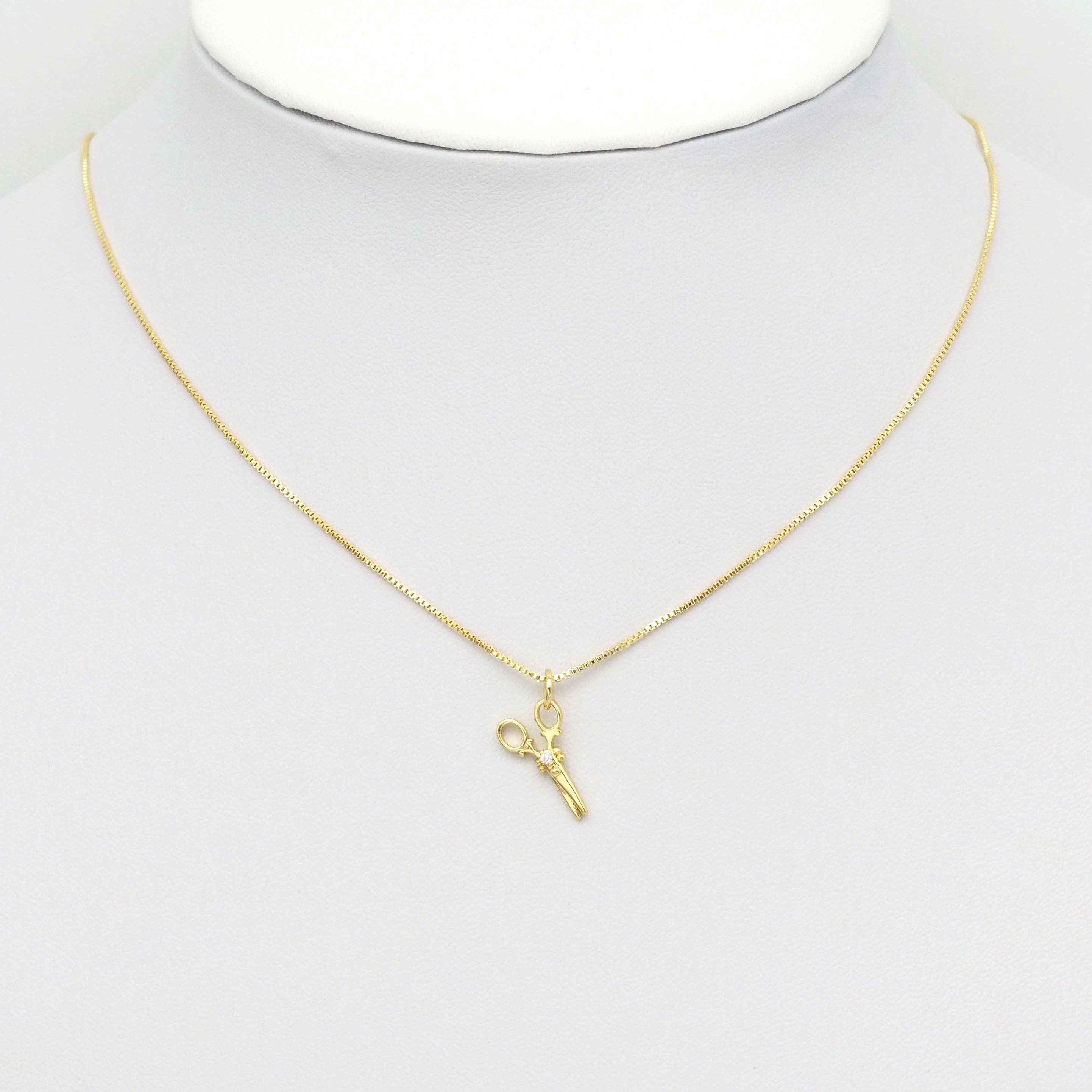 CZ Gold Scissor Charm, Sku#Y871