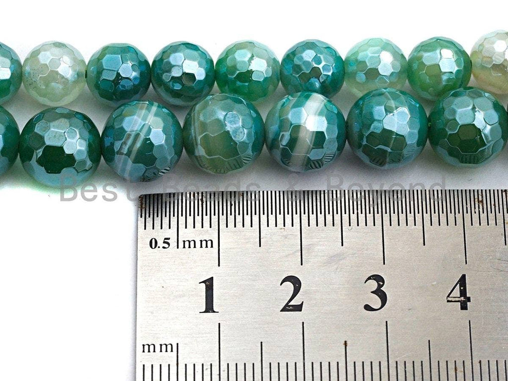 Green Agate Attachment Necklace with Large CZ Pave Silver clasp, 18 long, 8mm/10mm beads size, sku#D45