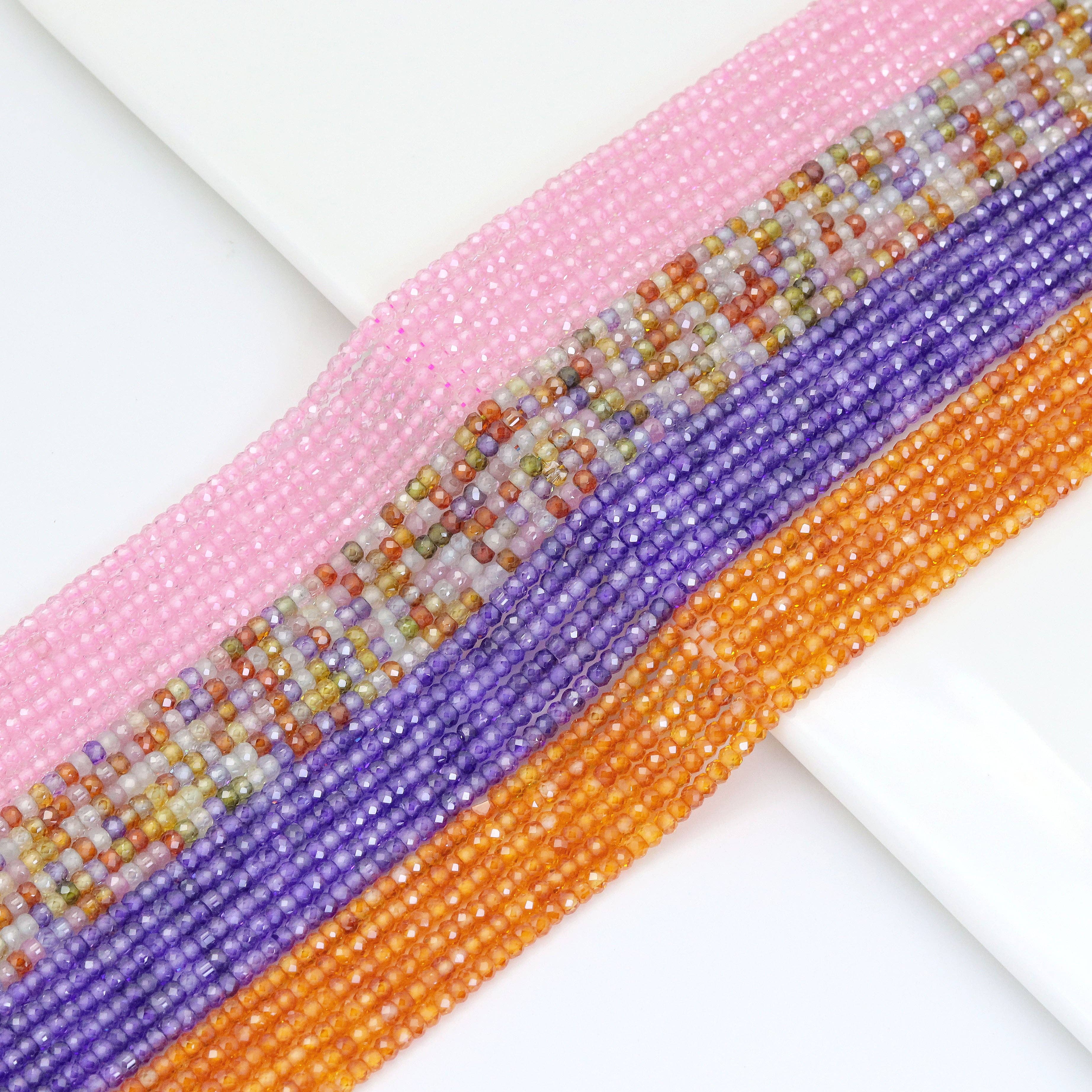 2x3mm Rondelle Faceted CZ Beads, Sku#U1862
