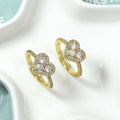 CZ Pave Gold Heart Adjustable Ring, Sku#JL143