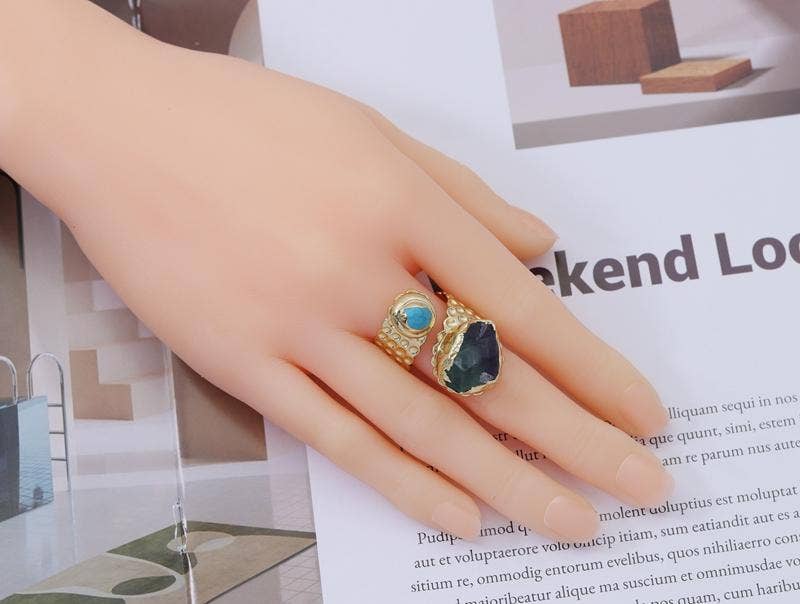 Gold Fluorite Adjustable Ring, Sku#YT41