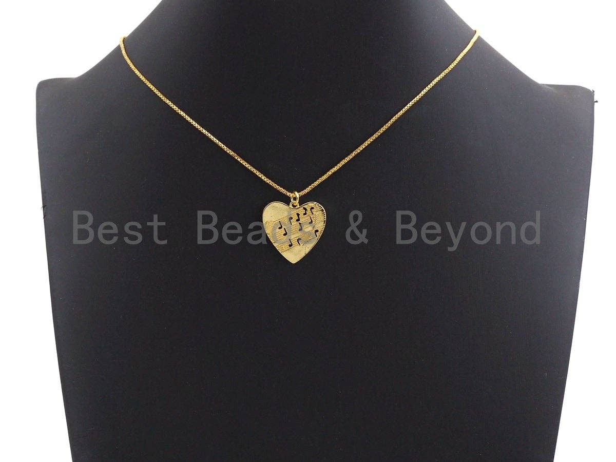 CZ Micro Pave Hollow Out Music Note On Heart Pendant, Bracelet Necklace Cubic Zirconia  Heart Pendant Charm, 22x22mm,sku#Z477