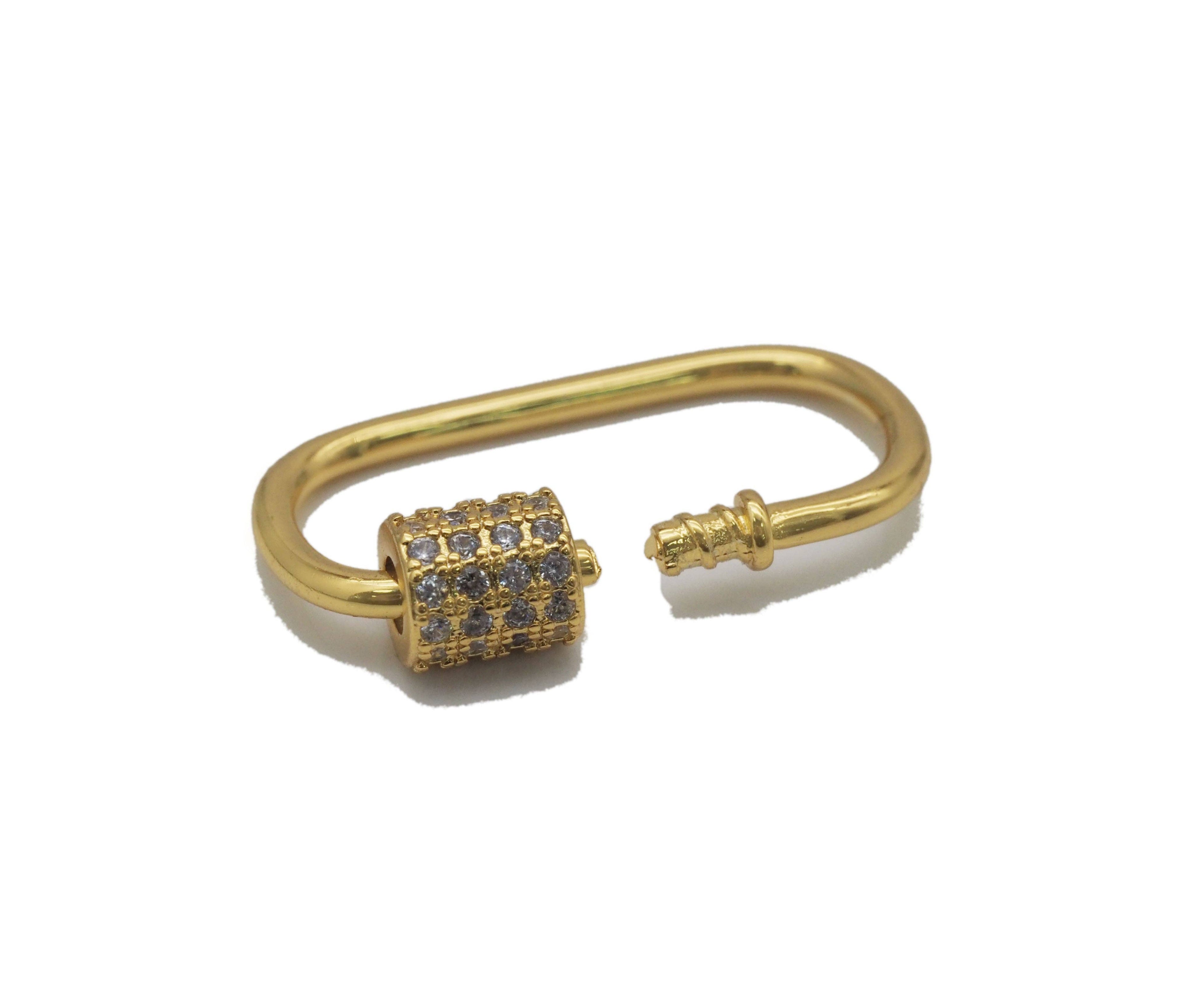 Gold CZ Oval Clasp, Sku#ML55