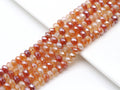 Mystic Natural Orange Red Banded Agate Rondelle Faceted Beads, Sku#UA253