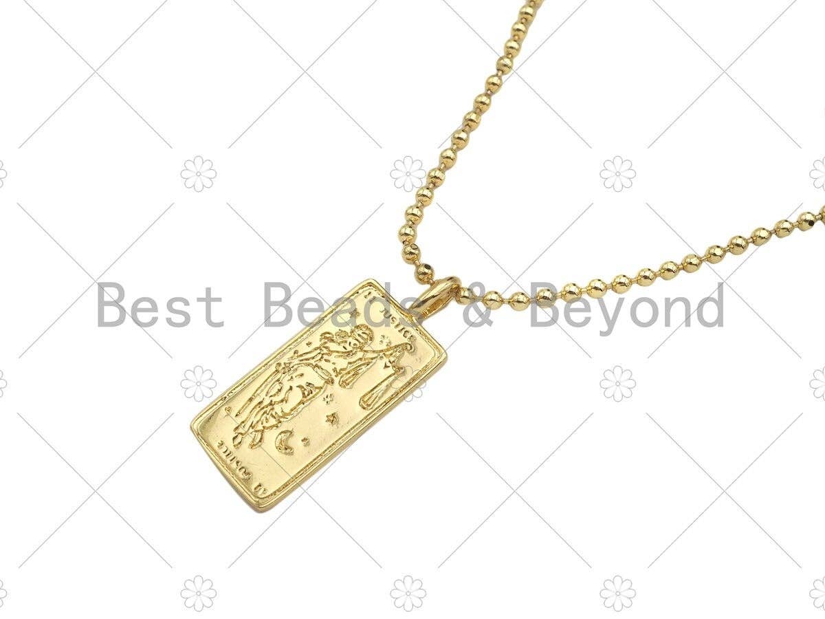 18k Dianty Gold Justice Rectangle Shape Pendant,Medallion Charm,Necklace Bracelet Charm Pendant,12x29mm,Sku#Z1306