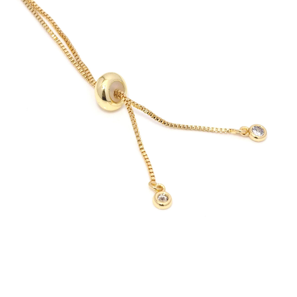 Thin Gold Clear CZ Adjustable Bracelet, Sku#JL183