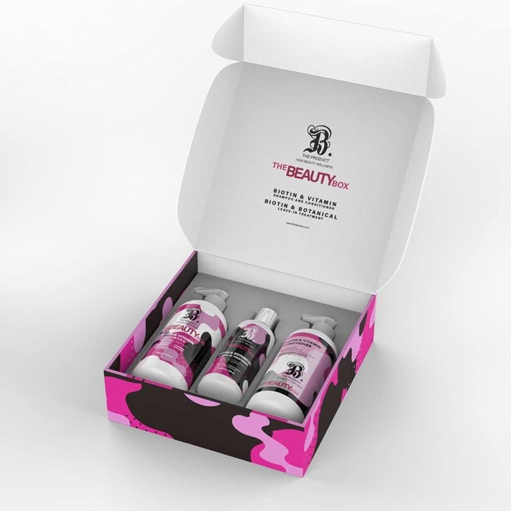 B THE PRODUCT BY THE BEAUTY BOX - Biotin Infused Shampoo and Conditioner Set 17fl oz each + Leave-in Treatment 8.2fl oz
