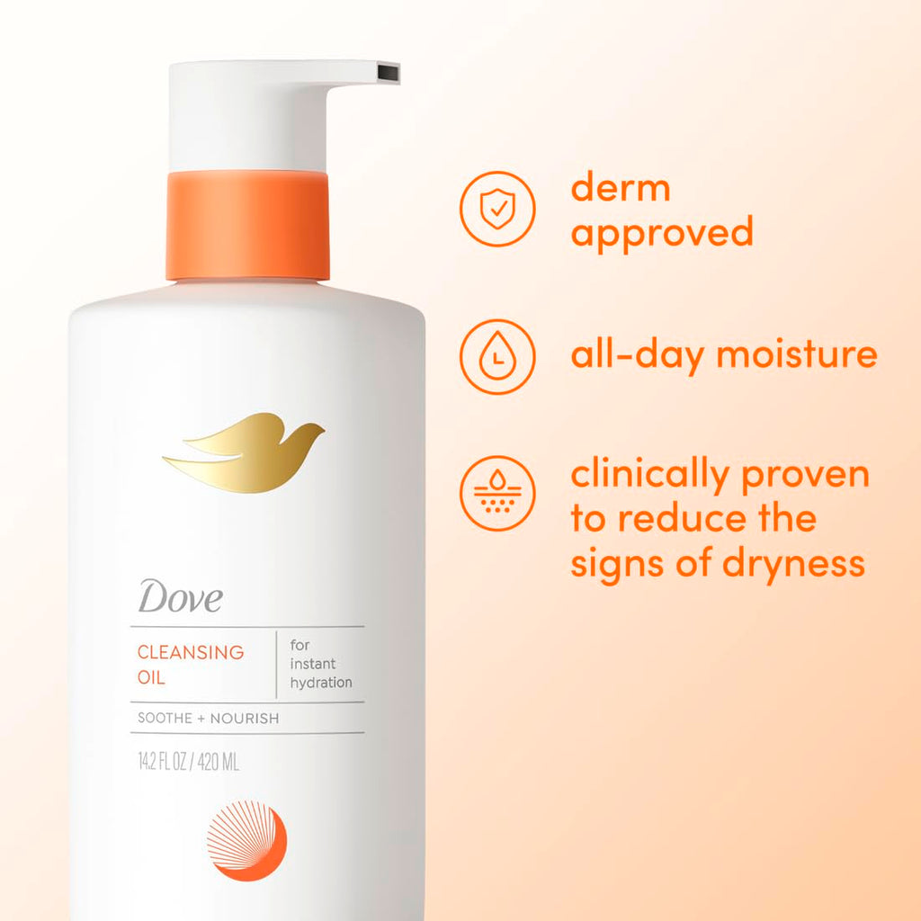 Nettoyant corporel à l'huile de douche Dove pour femmes - Nettoyant intime ultra-hydratant pour peaux sèches et sujettes aux démangeaisons, 420 ml