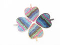 CZ Micro Pave Mixed Color Rainbow Heart Shape Disc Pendant, Cubic Zirconia Pendant, Sku#F50C