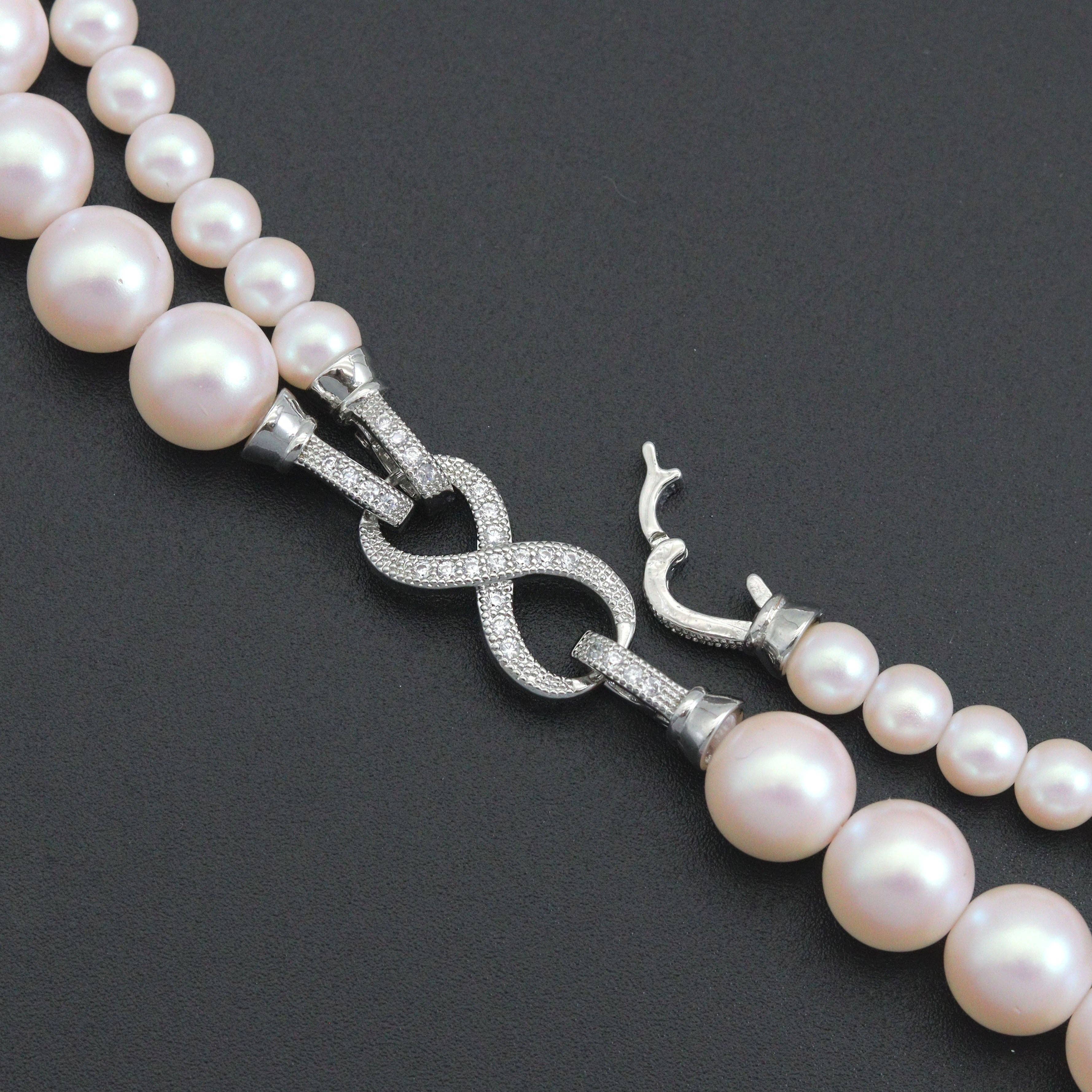 Double Line Pearl  Necklace,Sku#EF696