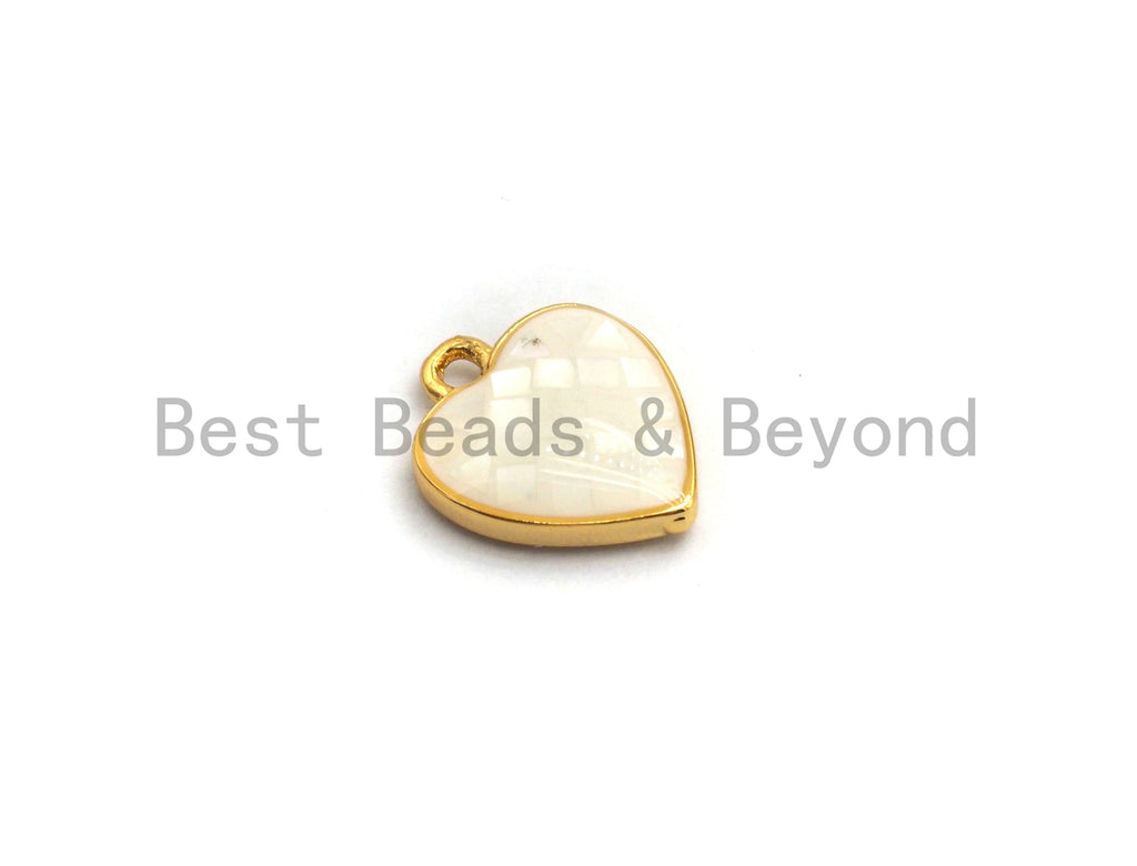 100% Natural White Shell Heart Shape Pendant with Gold/Silver Finish, White heart Pendant, Shell heart, 10x12mm,SKU#Z313