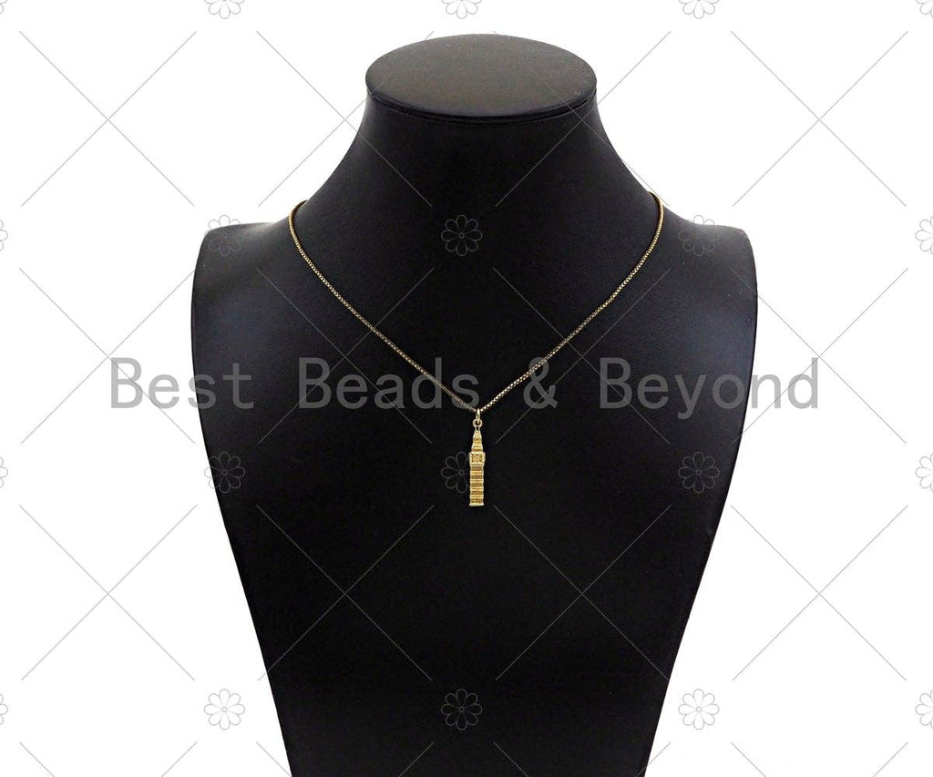 Gold Filled Bell Tower Shape Pendant, 18K Gold Filled Bell Tower Charm, Necklace Bracelet Charm Pendant, 5x26mm, Sku#Y441