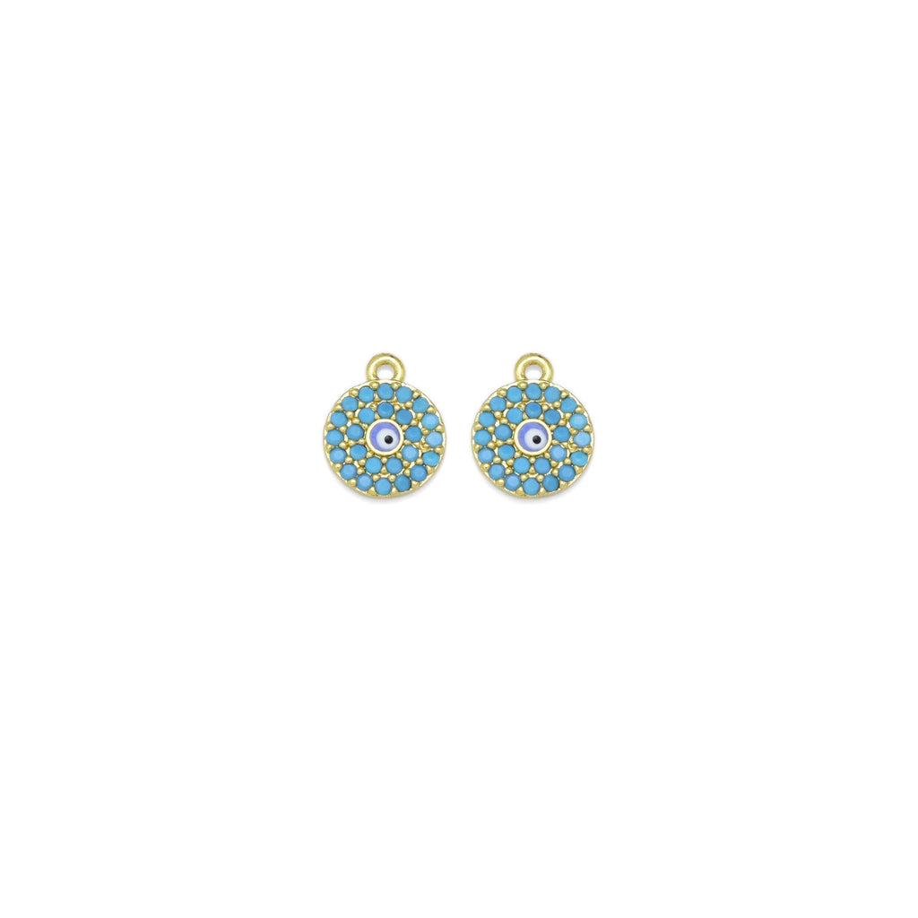Cute Turquoise CZ Evil Eye Charm, Sku#A190