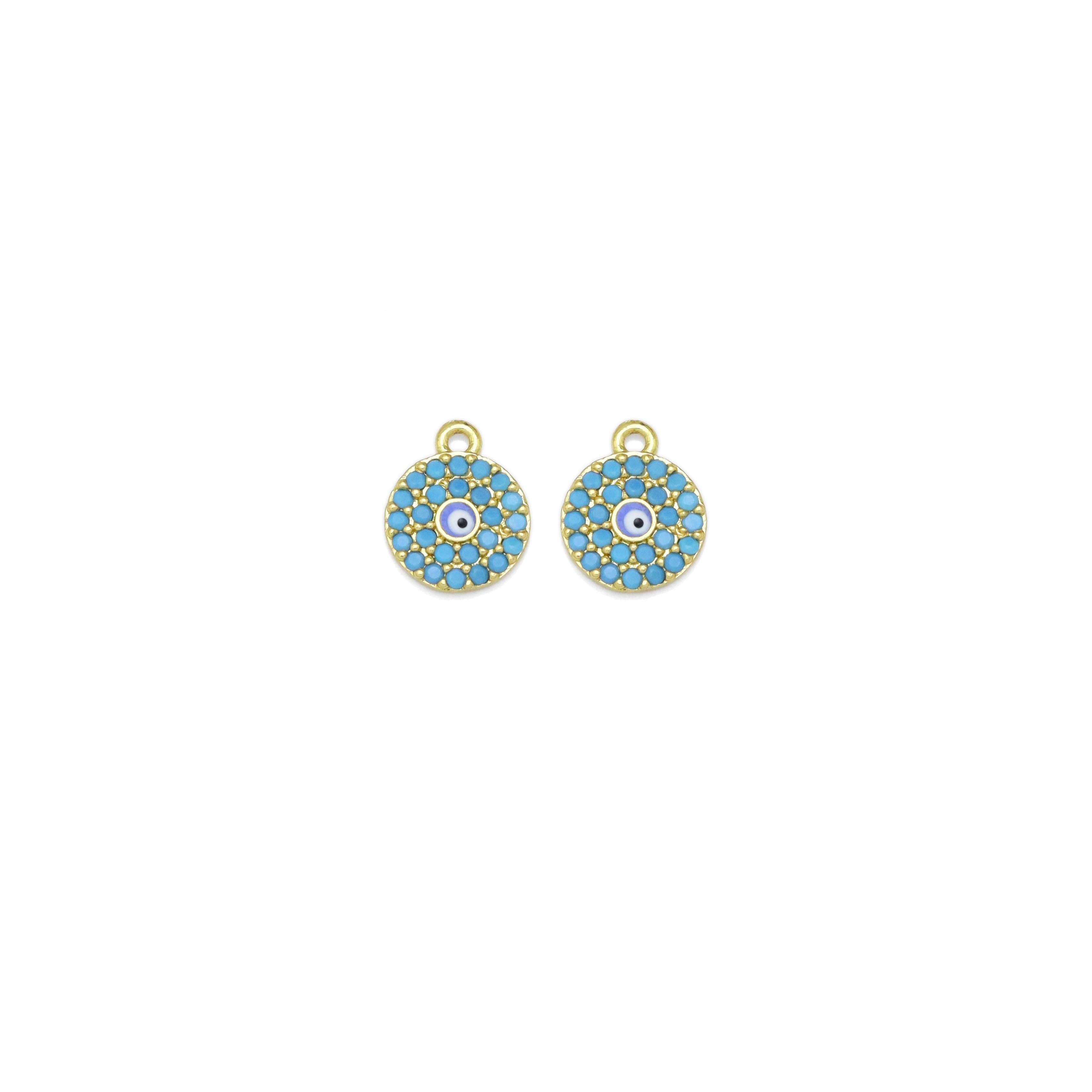 Cute Turquoise CZ Evil Eye Charm, Sku#A190