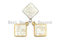 100% Natural White Color Shell Diamond Shape Charm, White shell charm, White Gold/Silver Pendant, Shell Jewelry Making, 13x16mm,SKU#Z325