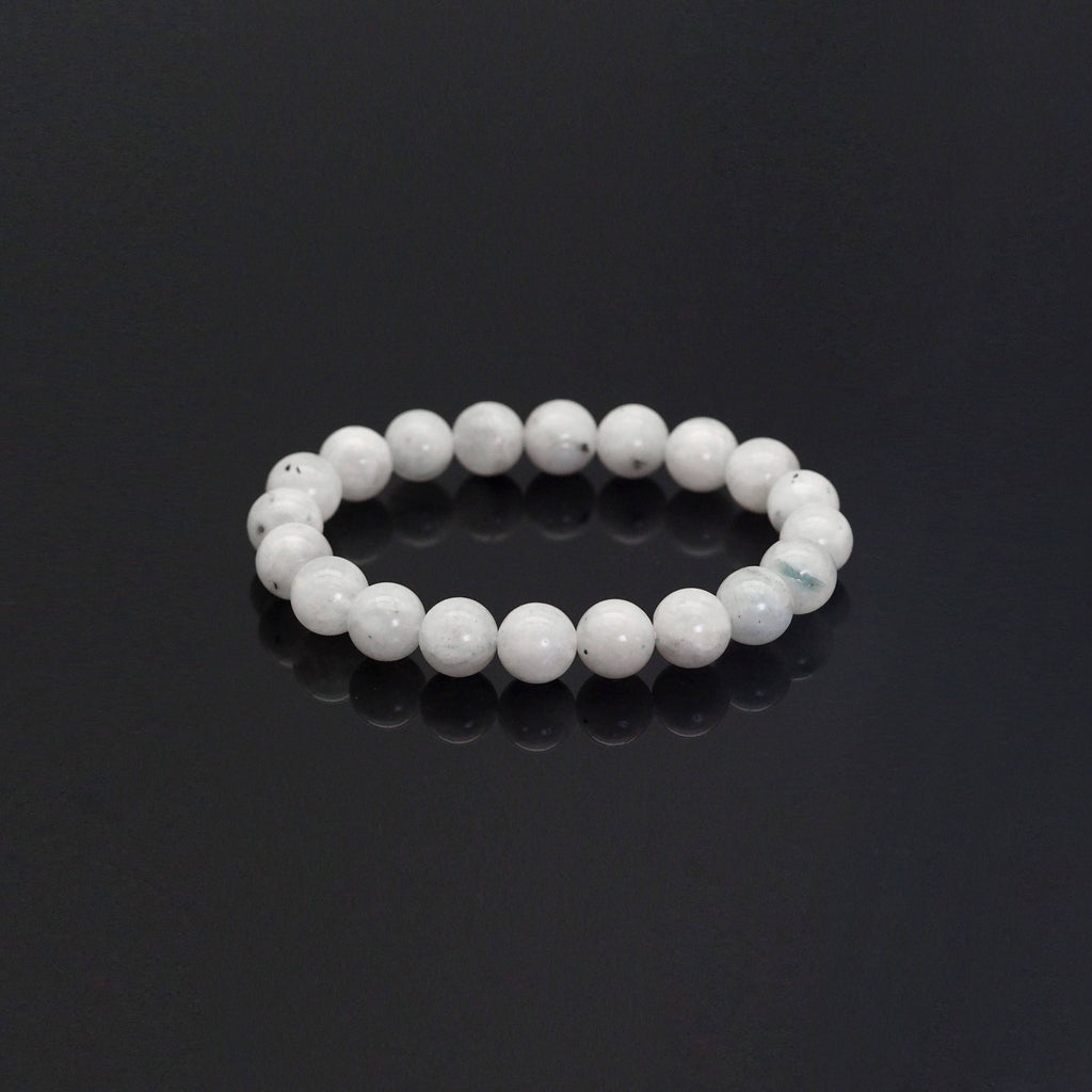 Genuine Moonstone Round Smooth Stretchy Bracelet, Sku#EF408
