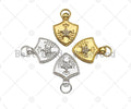 CZ Micro Pave Five Star Crown On Shield  Shape Pendant/Charm,Cubic Zirconia Charm, Shield Necklace Bracelet Charm Pendant,19x25mm, Sku#L473
