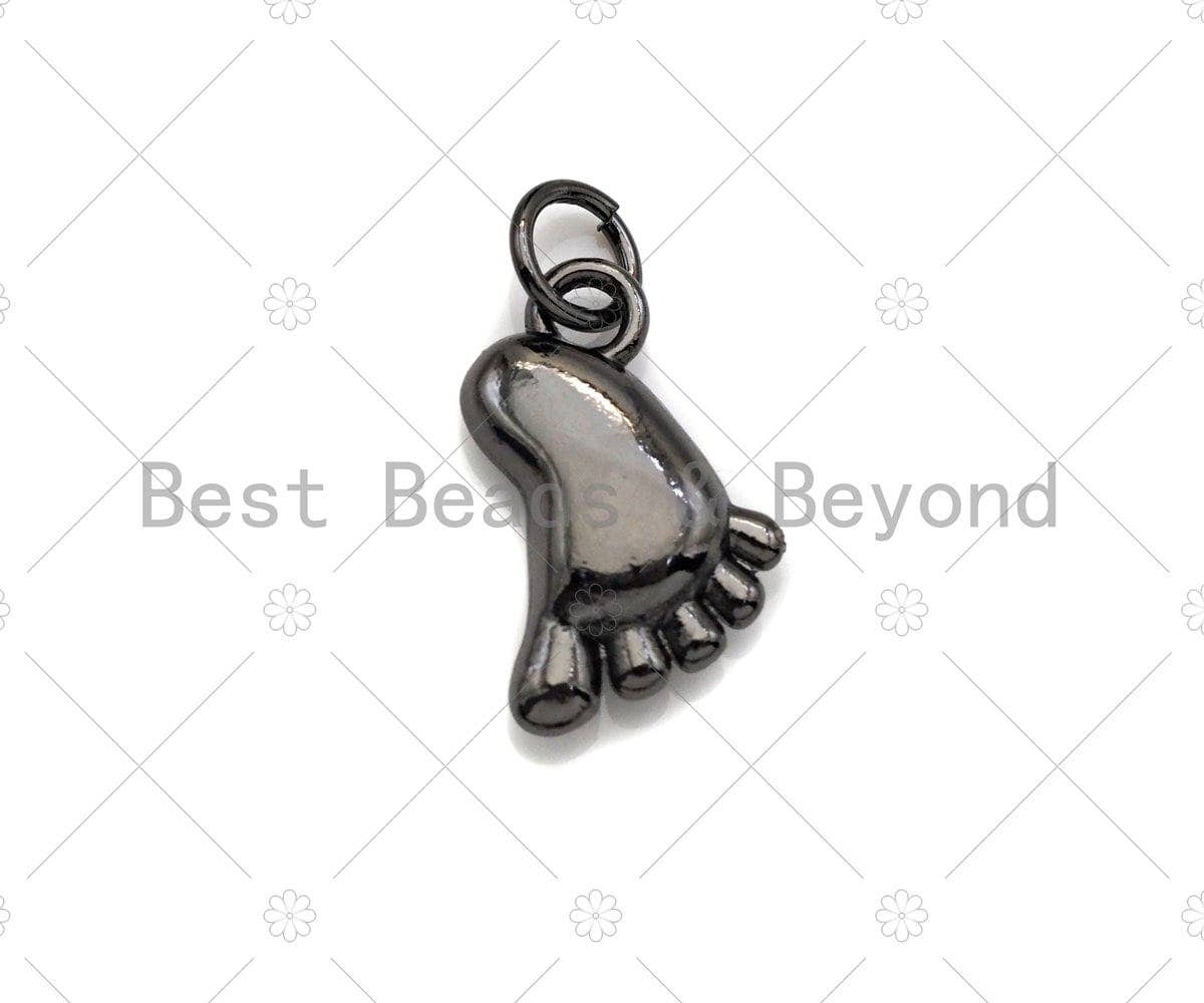Cute Baby feet Shape Pendant/Charm, Footprint charm Pendant,Black/Gold/Rose Gold Tone, 10x13mm, Sku#Y274