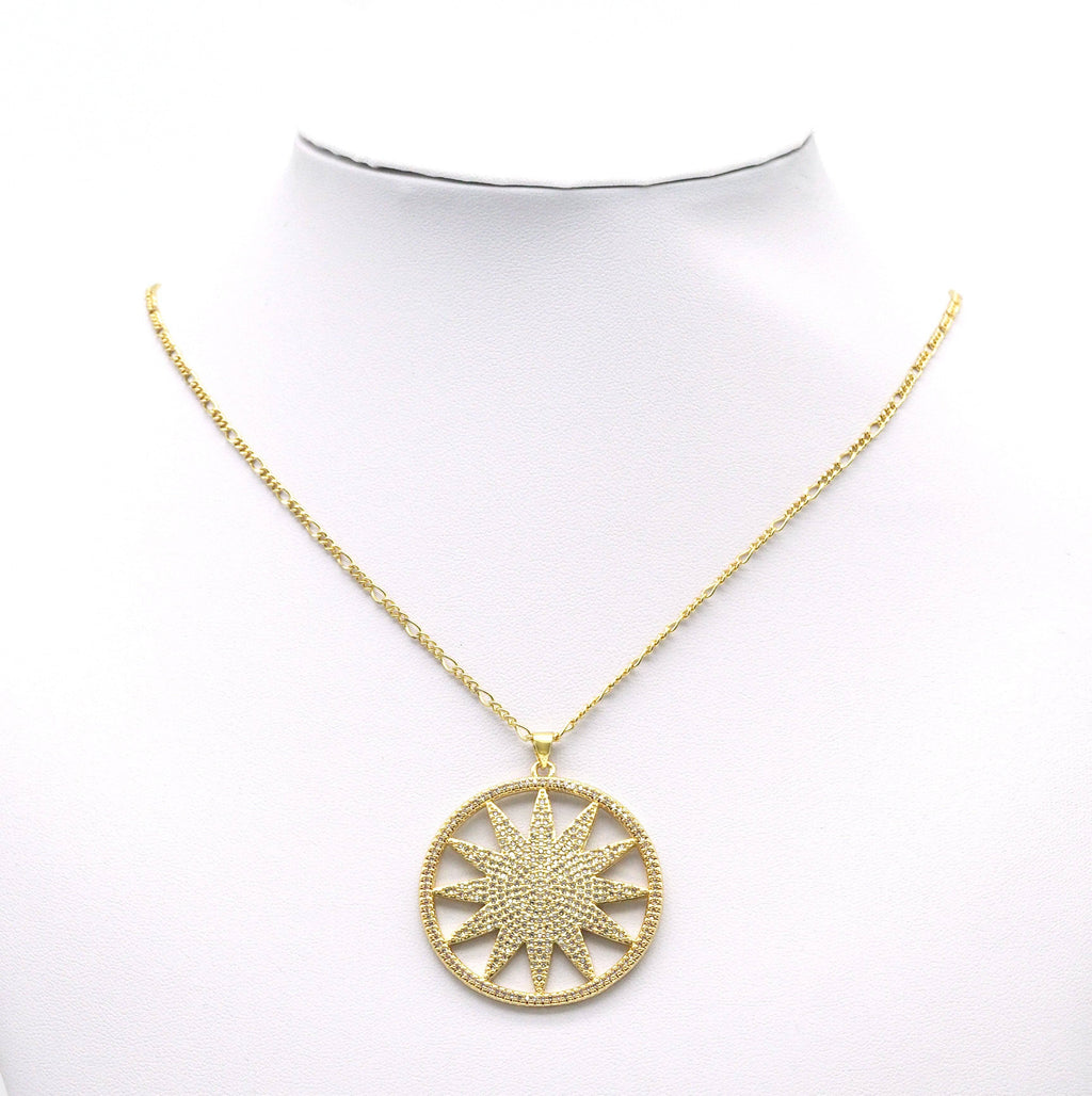 Gold CZ North Star Coin Charm, Sku#LK677