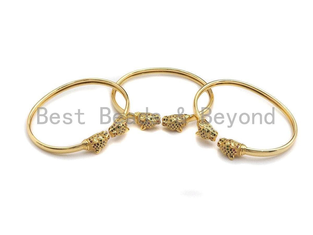CZ Panther Head Cuff Bracelet, Sku#X155