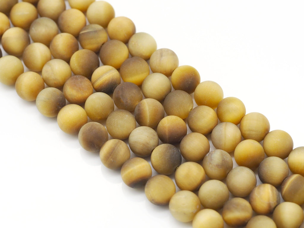 Matt Golden Tiger Eye Round Smooth Beads, Sku#UA277