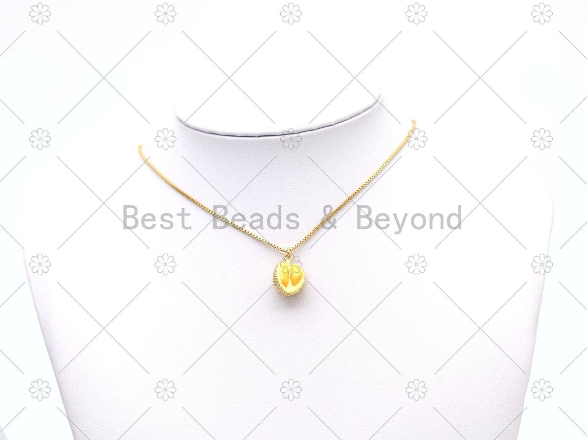 Orange Enamel Durian Charm, Sku#Y567