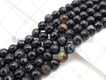 Speical Cut Black Round Faceted Fire Agate Beads, SKU#UA209c