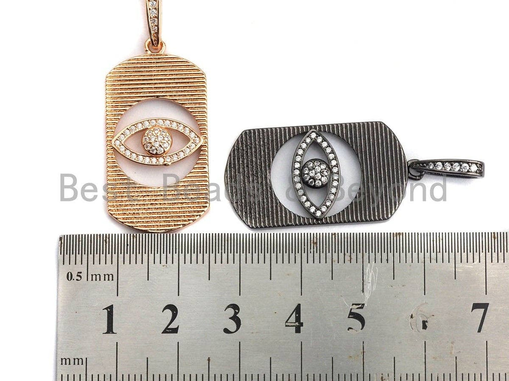 CZ Micro Pave Hollow out Evil Eye Oval Shaped Pendant/Charm, Cubic Zirconia Pendant Charm,17x33mm,sku#F911
