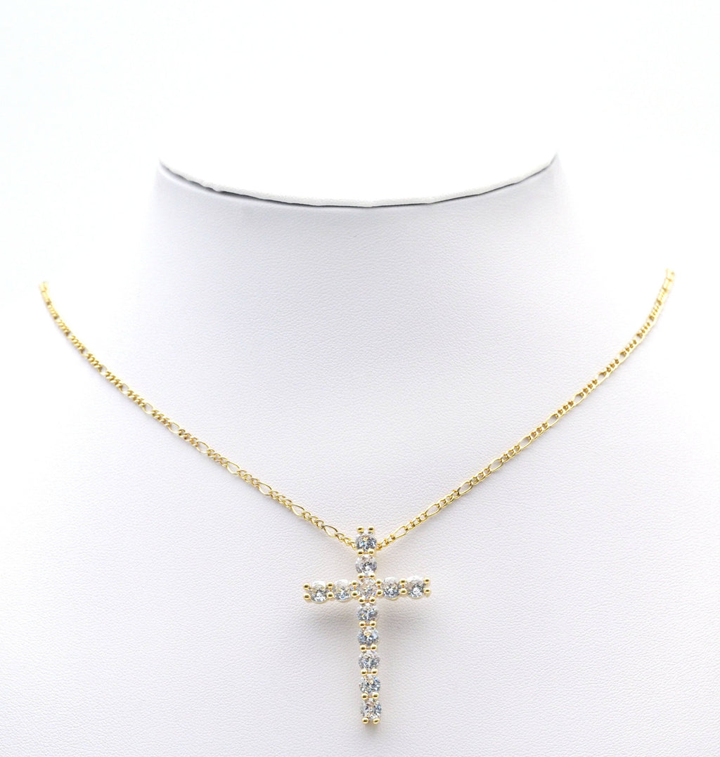 Gold Crystal Cross Charm, Sku#LD367