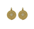 CZ North Star On Round Coin Charm, Sku#F1480