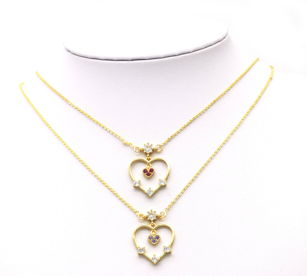 Colorful CZ Heart Pendant, Sku#LD203