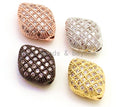 CZ Micro Pave Puffy Marquise Spacer Beads with Clear Crystal for Bracelet/Necklace,Cubic Zirconia Beads,Bracelet Charms,11mm,sku#G29