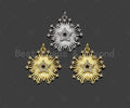 CZ Micro Pave Radial Star flower Shape Pendant/Charm,Cubic Zirconia Charm, Necklace Bracelet Charm Pendant,21x19mm, Sku#L509